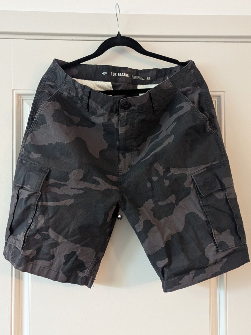 Fox Racing Men's Cargo Shorts 34 Black Gray Camo Ripstop